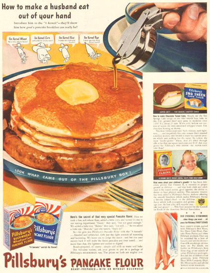 1940s Vintage Advertising: Pillsbury Pancake Flour 1941