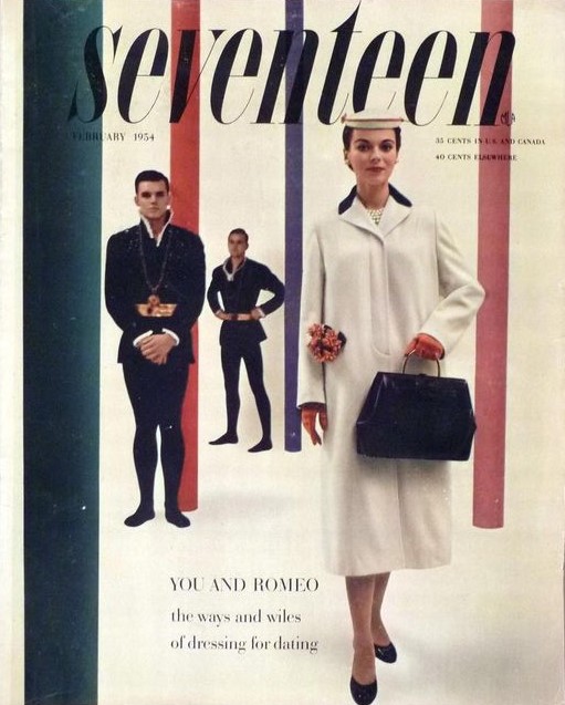 Seventeen Magazine February 1954 with Sandy Brown. 1950s fashion. 1950s Vintage magazine cover