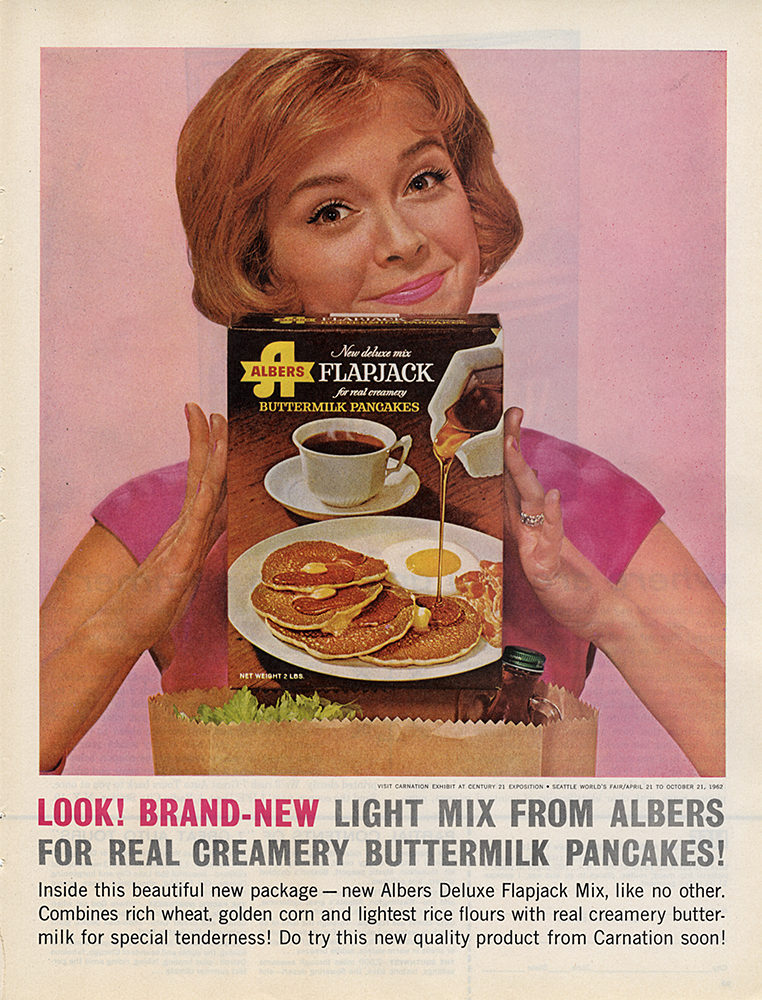 1960s Albers Flapjack Buttermilk Pancakes Ad. -Pancake Tuesday Advertising.