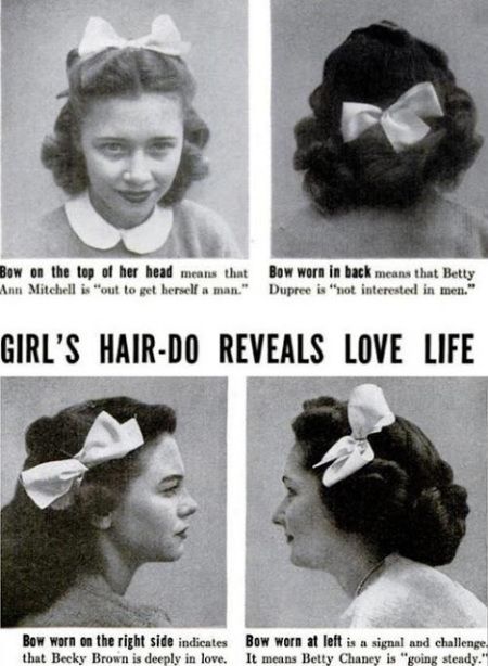 Girl's Hair-Do (aka bows in the hair) Reveals Love Life-1944.