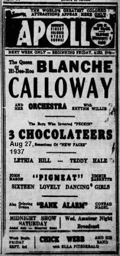 Blanche Calloway and her orchestra performs at the Apollo