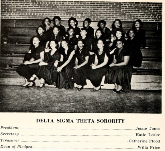 Shaw University 1951 Yearbook Photo of  Delta Sigma Theta Sorority. 