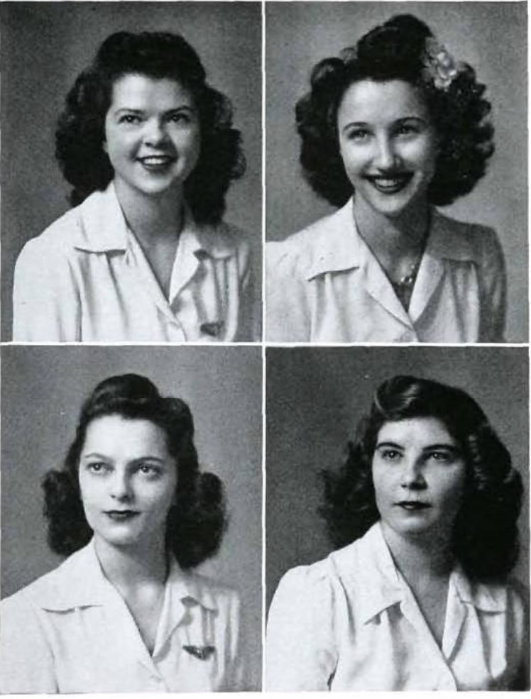 1940s Women's Yearbook Photo featuring 1940s Women's Hairstyles. 