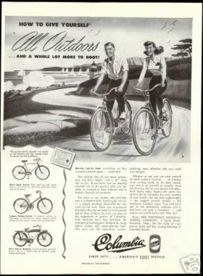 1940s Vintage Ad: Columbia Bike Bicycle 3 Styles Vintage (1947) ad. 