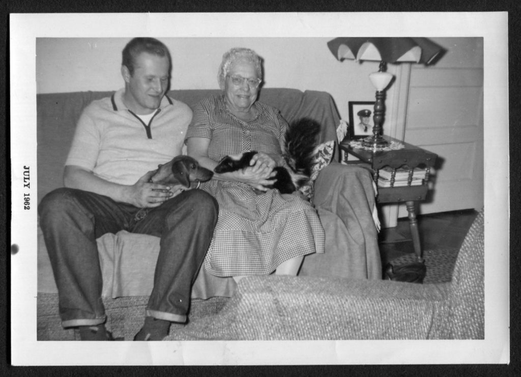 Vintage Photo Grandma and Her Pet Skunk 1960's, Original Found Photo, Vernacular Photograph