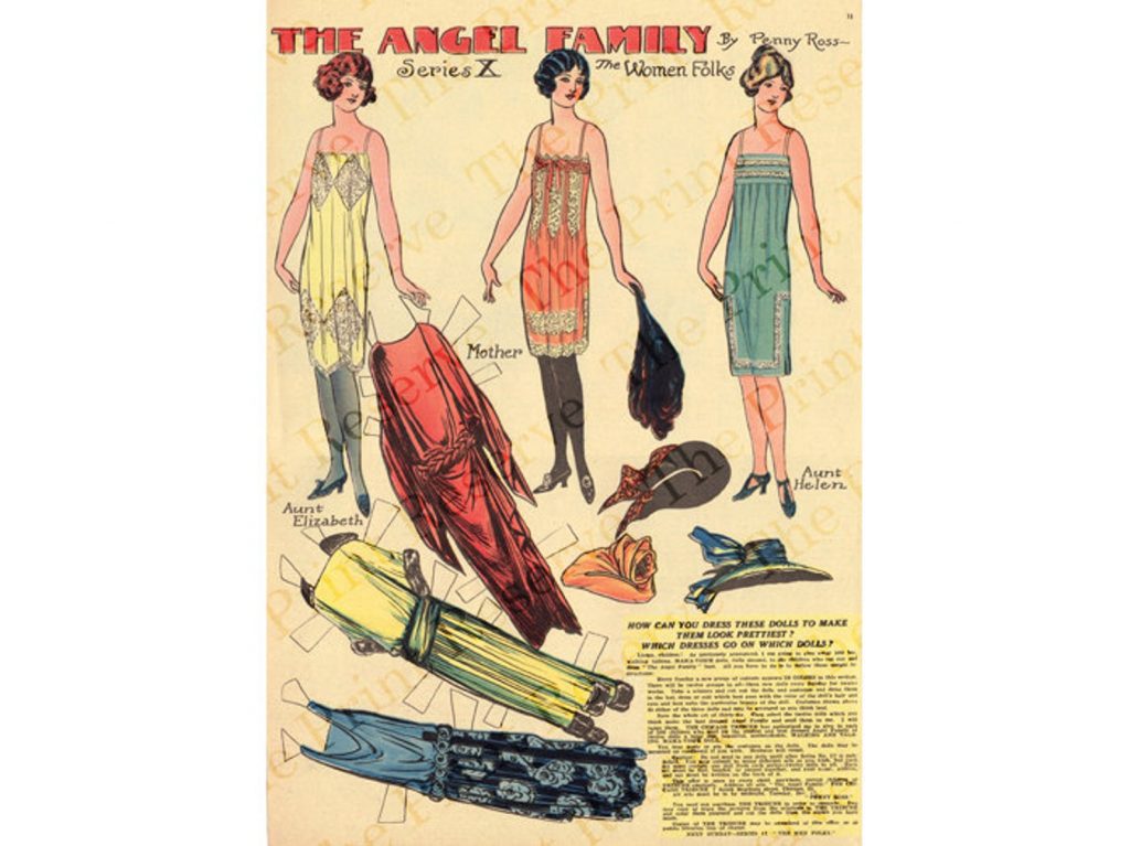 1920s Paper Dolls featuring 'The Angel Family'-The Women Folks. Very stylish 1920s Fashions! 