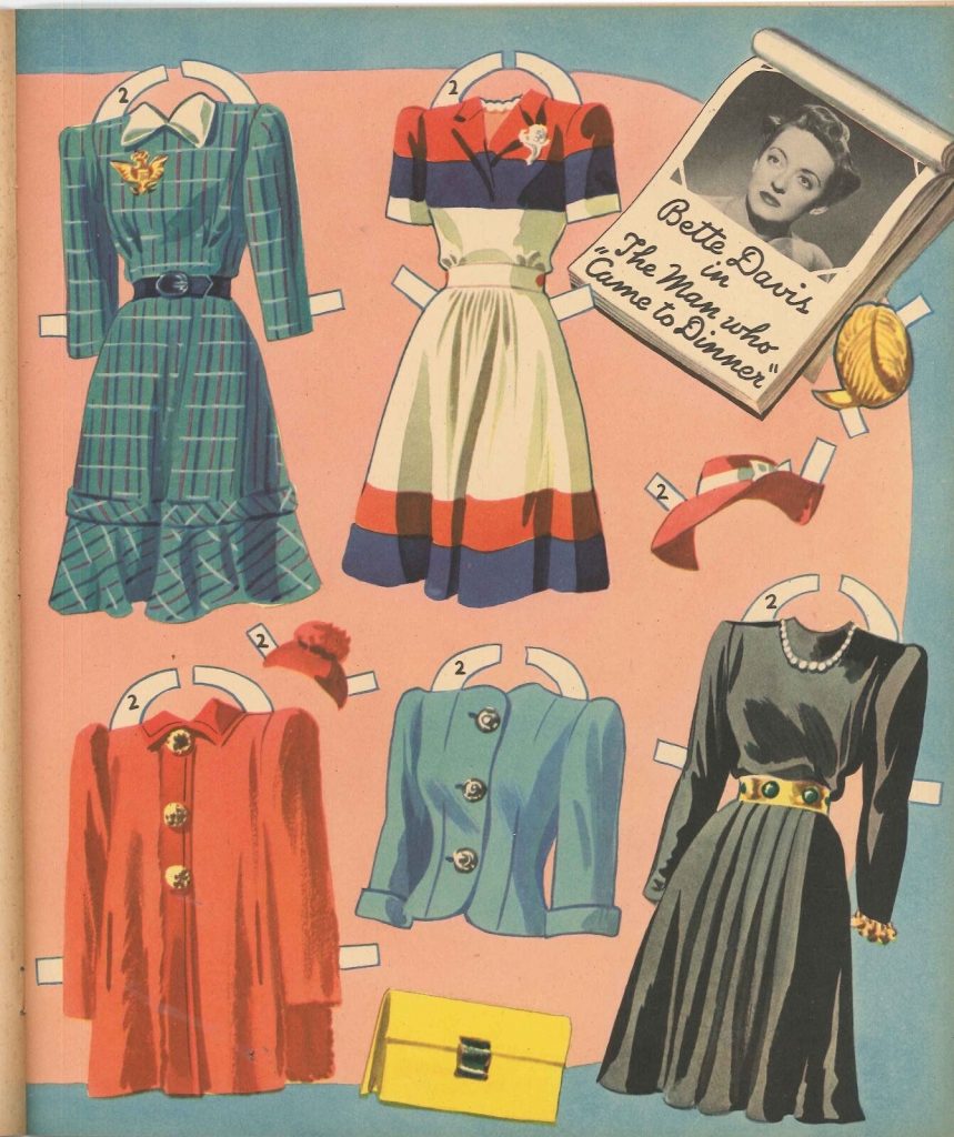 1940s Bette Davis Wardrobe paper doll 