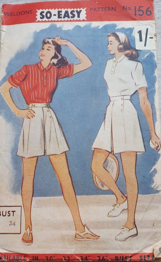 1940s Sewing Pattern for Women's Tennis Outfit-Blouse & Shorts.  Vintage Tennis Outfit Inspiration. 