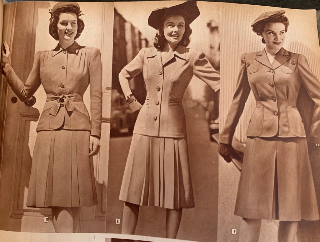  1940s womens skirt suit from a montgomery ward 1942 Fall/ winter catalog