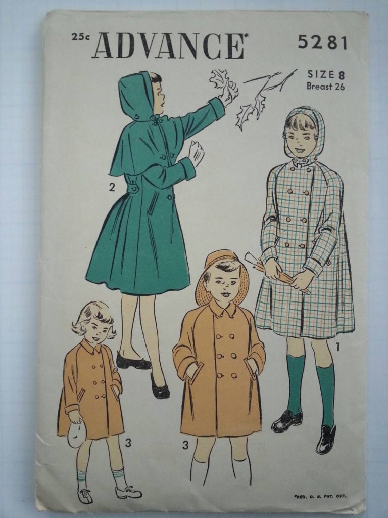 1950s Vintage Sewing Pattern for Kids Rain Coats and Fall Jackets. 