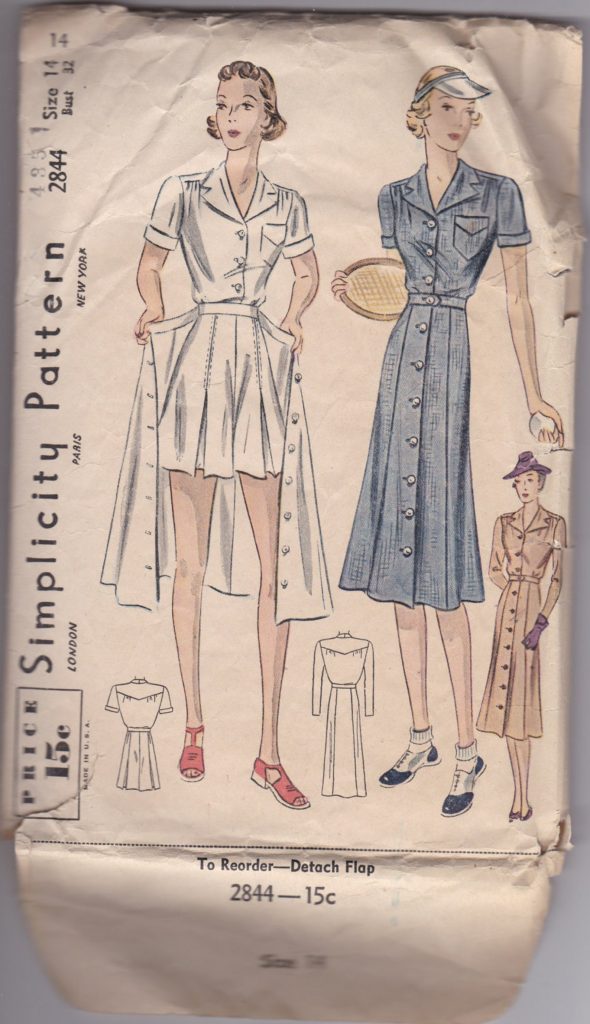 1930s Vintage Sewing Pattern: 1930s women tennis outfit featuring a  blouse, shorts and over skirt. The perfect vintage Tennis Outfit Inspiration