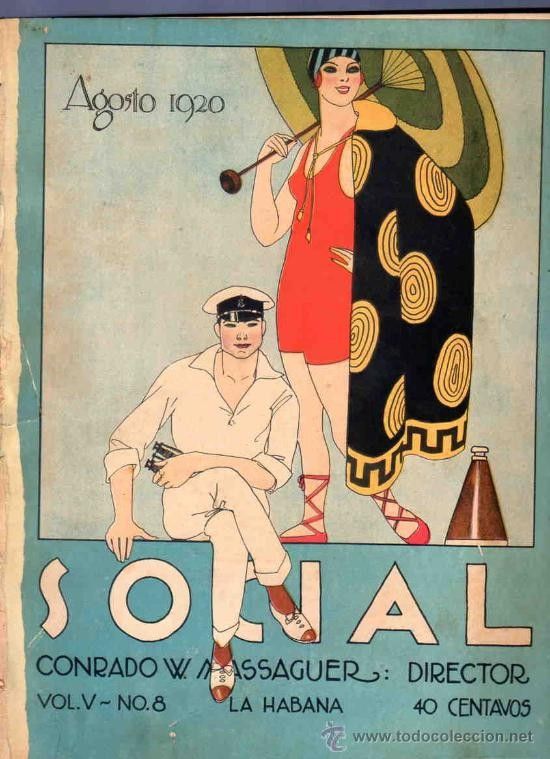 Social, August 1920. Social was an illustrated monthly magazine that circulated in Cuba between 1916 and 1938. It was known for its quality and high artistic value. 1920s vintage magazine cover. 