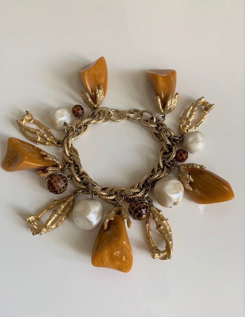 Vintage Butterscotch Bakelite Charm Bracelet