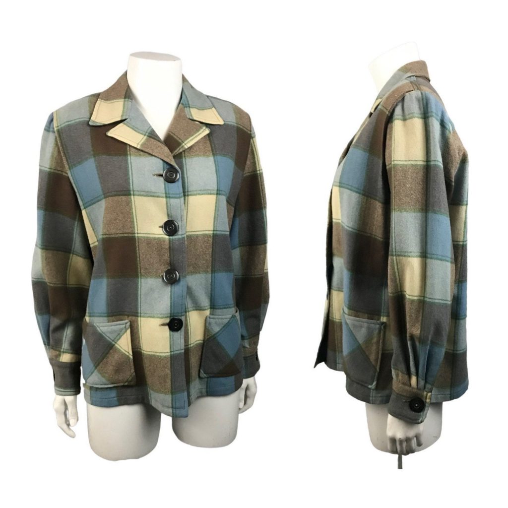 1940s Plaid Shirt Jacket / 49er Button Up Cruiser Coat Rockabilly