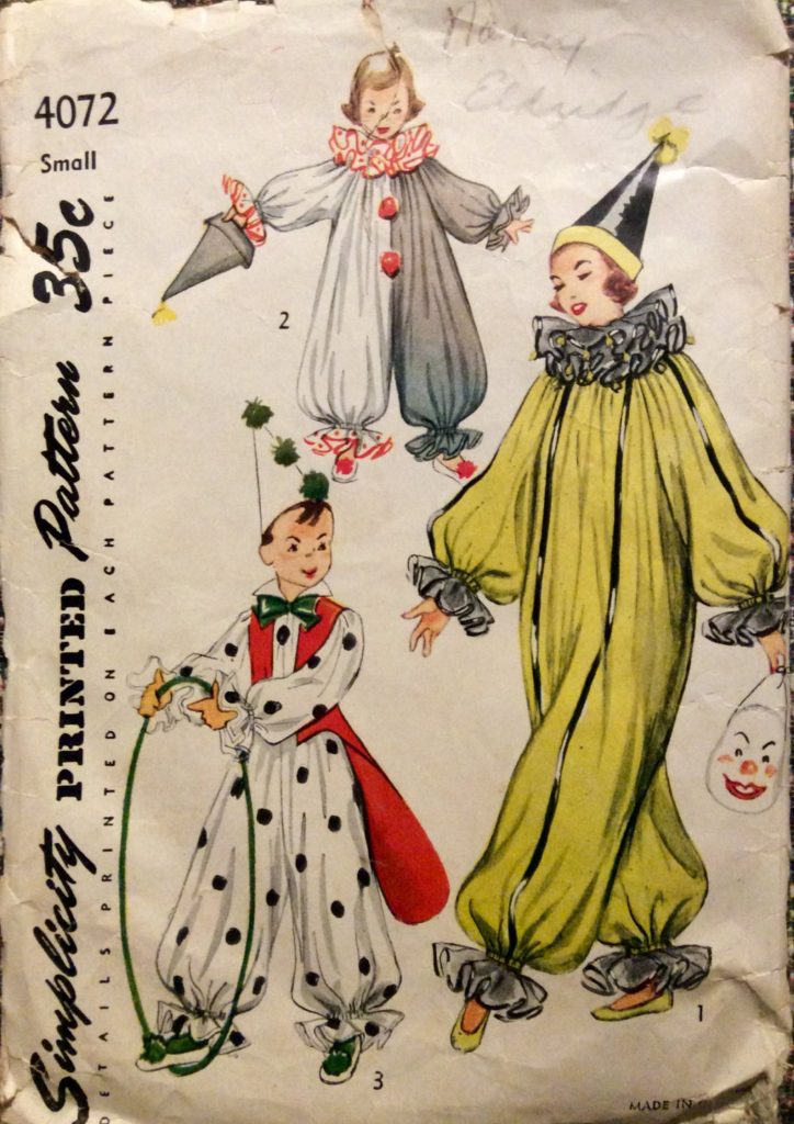 1950s sewing pattern for classic clown outfits for kids and adults vintage halloween