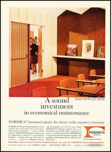 1960s vintage ad from 1966 featuring Formica for your classroom. 