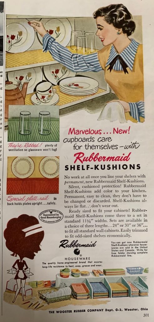 1950s Vintage Ad for Rubbermaid Shelf Kushions