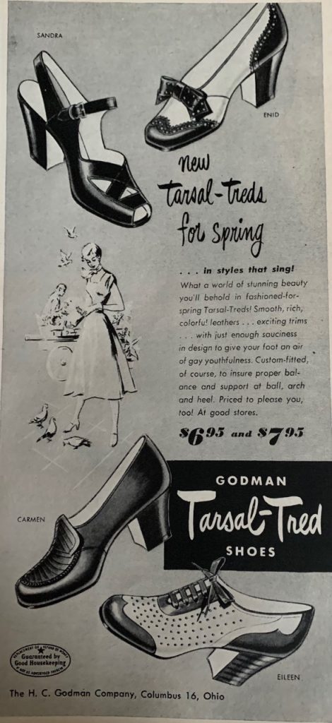 1950s Vintage Advertisement: Tarsal-Treds for Spring! 1950 vintage ad for women's spring shoes