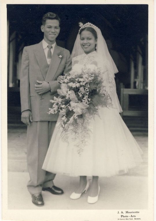 1950s Vintage Wedding Photo: 1950s Black / African American Bride and Groom. 