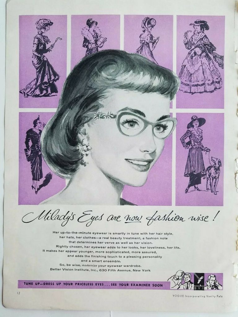 1950s Vintage Ad: 1956 better Vision Institute milady's eyes vintage eyeglasses ad