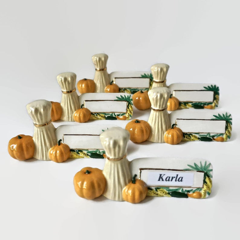 Vintage Thanksgiving Decoration: Place Card Holder Thanksgiving Fall Tablescape Set Of 6 Vintage 1950s