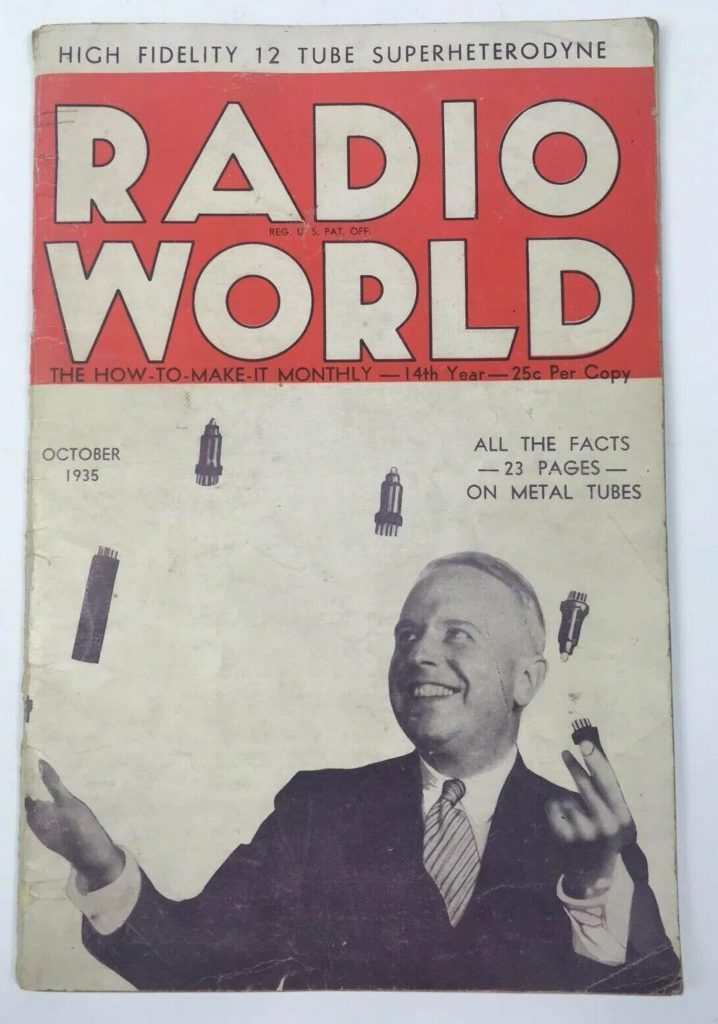 1930s vintage magazine cover for the month of October: Radio World Magazine October 1935