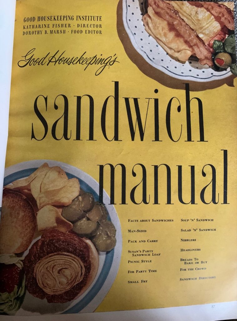 1950s Vintage Advertisement: 1950 retro food idea-Sandwich manual