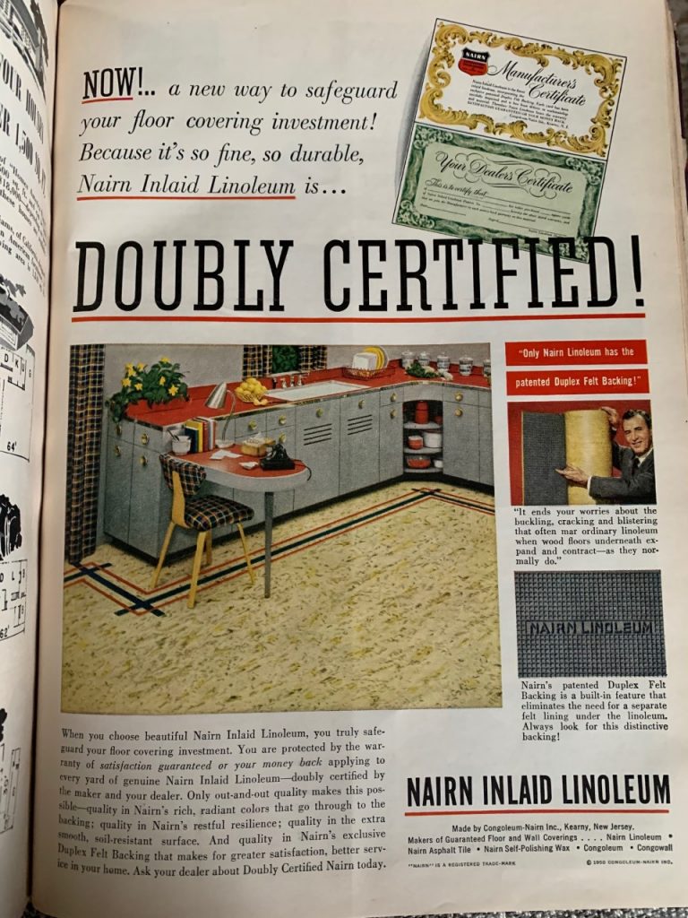 1950s vintage ad for linoleum flooring