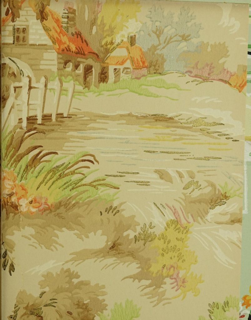 1940s Vintage Wallpaper pattern-farmhouse and field