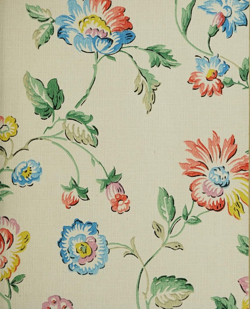 1940s Vintage Wallpaper pattern-Floral Design 