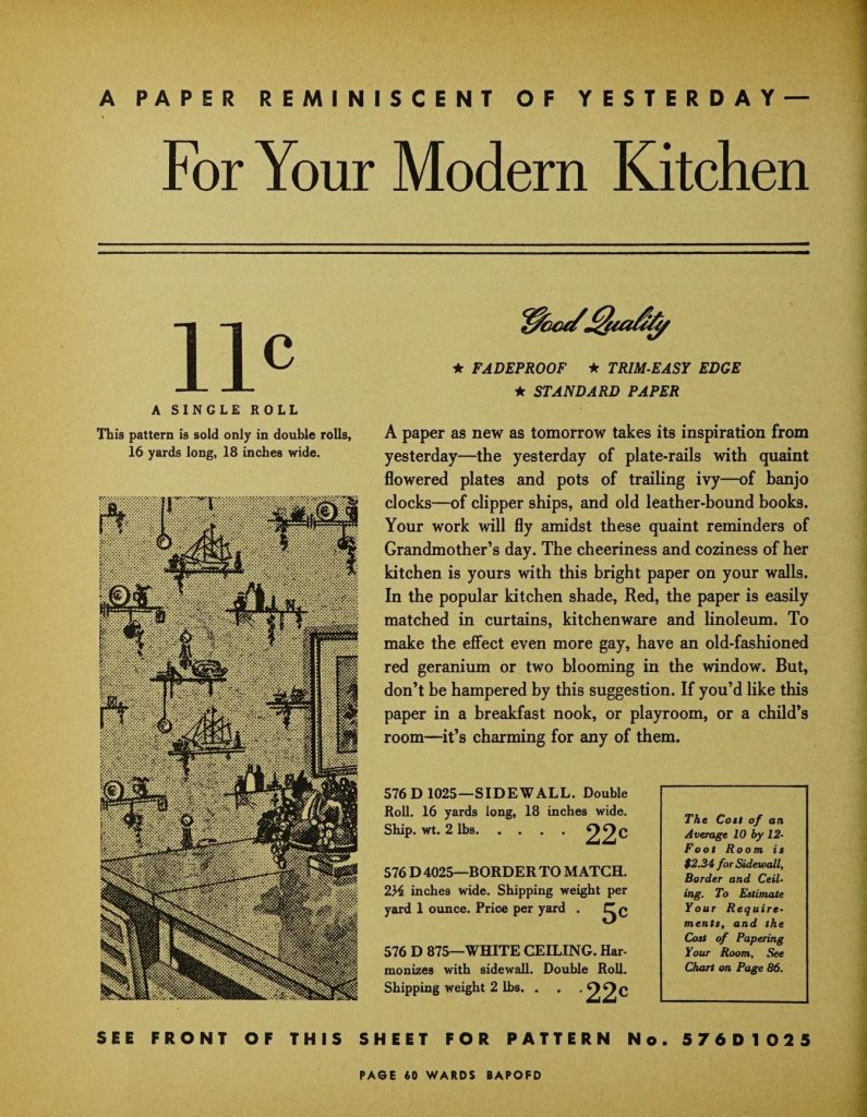 1940s vintage wallpaper for your modern kitchen. 