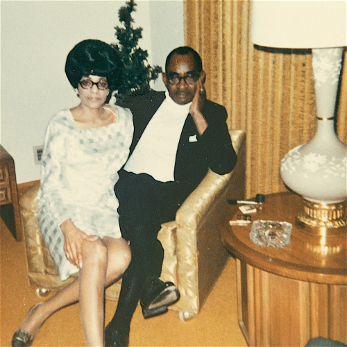 CHRISTMAS 1968 HANDSOME BLACK AFRICAN AMERICAN COUPLE VTG OLD PHOTO 60S 