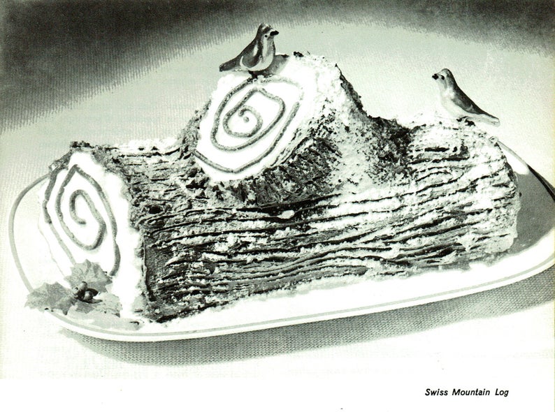 Vintage 1950s Christmas Recipe Swiss Mountain Yule Log Cake Recipe