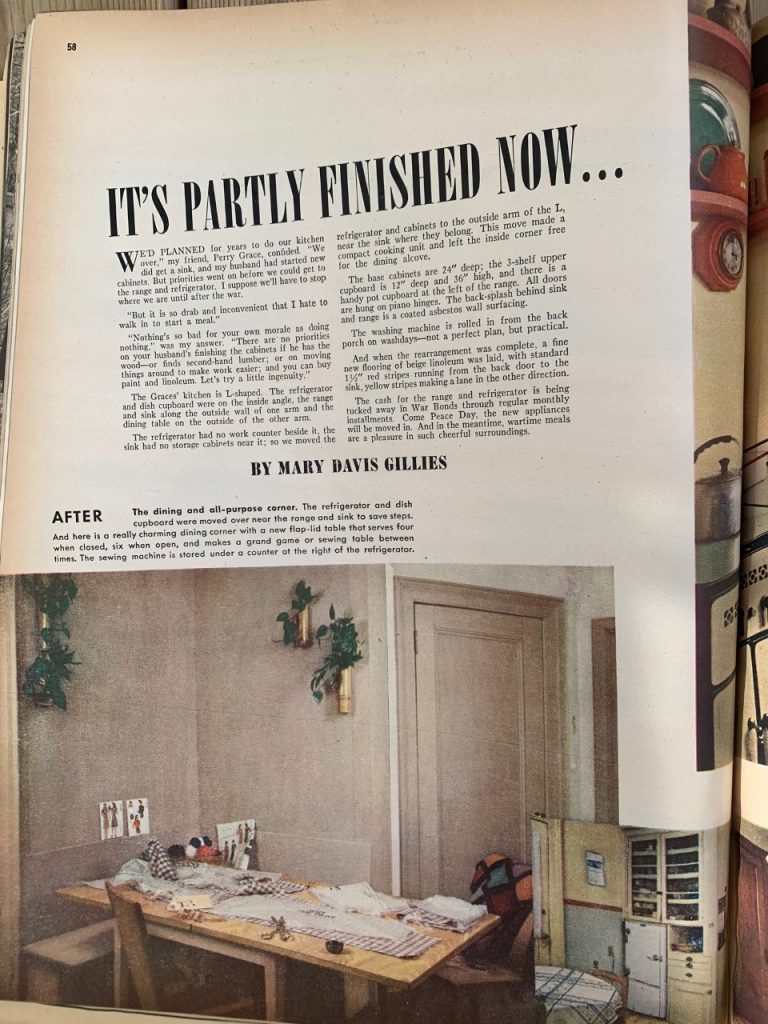 1940s vintage dining room remodel as seen in a vintage McCall's magazine April 1943