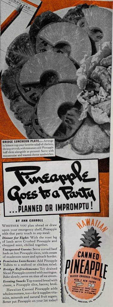 1930s Vintage Food ad for Canned Pineapple from Hawaii.