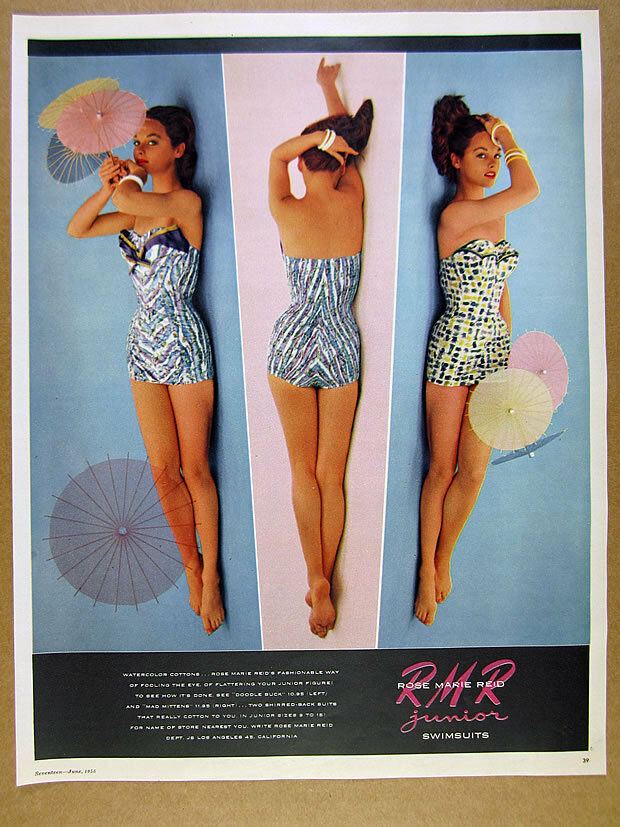 1955 Rose Marie Reid RMR Junior Swimsuits 3 Styles photo vintage print Ad