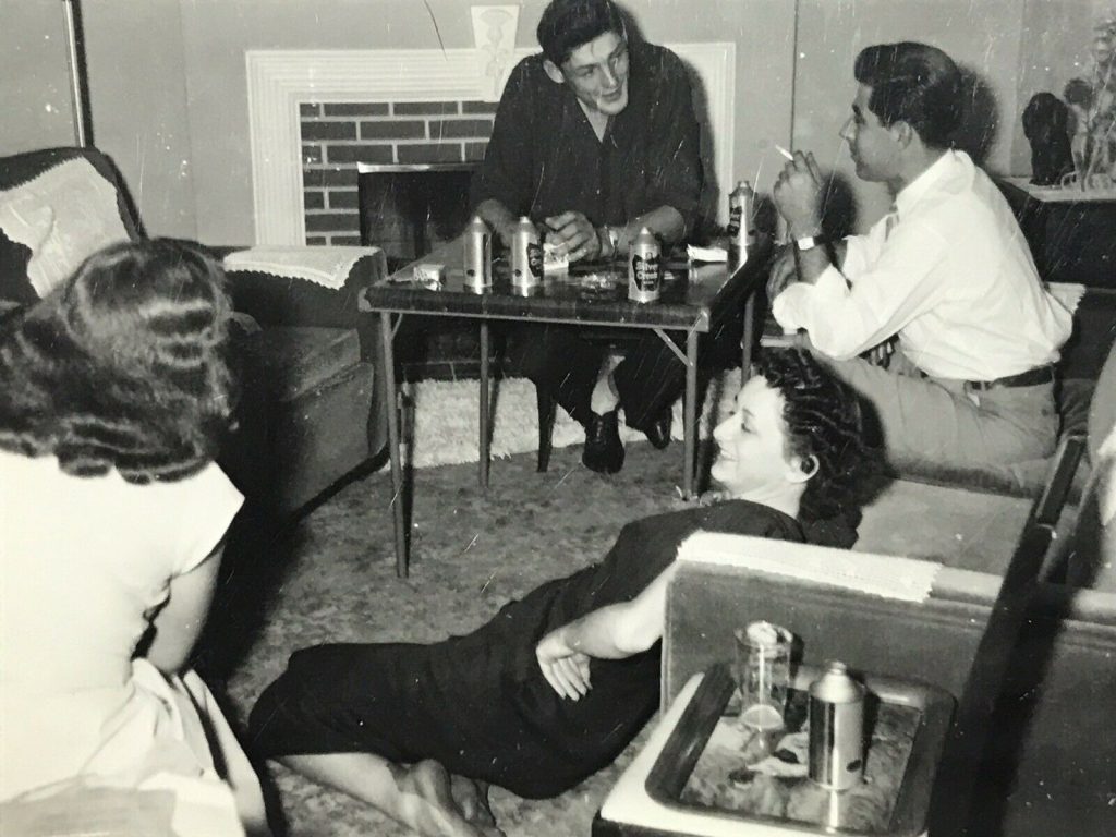 Friends Drinking Silver Creek Beer Old Cans Smoking 1940’s Photograph Picture