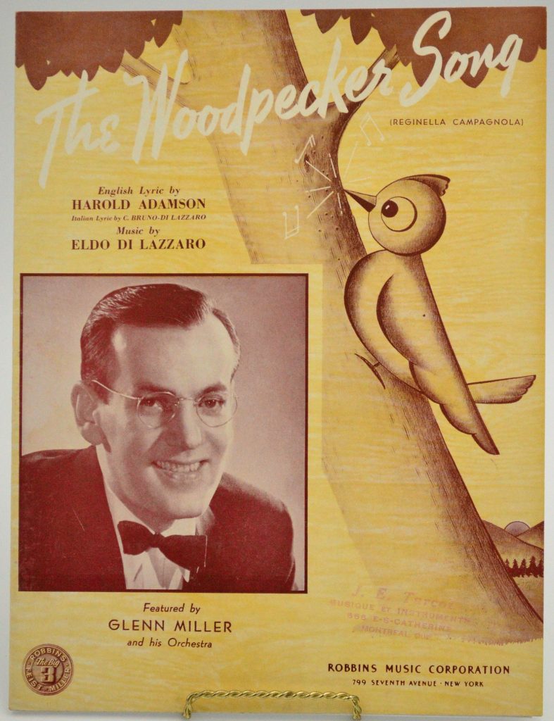 1940 Sheet Music "The Woodpecker Song" featured by Glenn Miller and his orchestra.