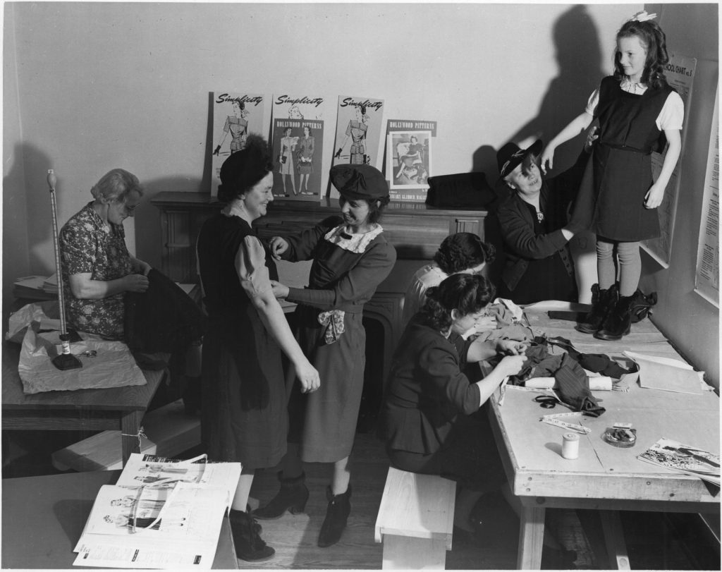 1940s Vintage Photo of Clothing salvage centre at the General Engineering Company (Canada) munitions factory