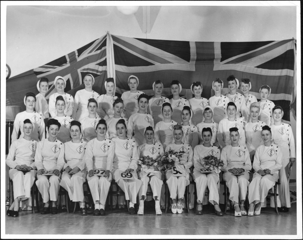 Group photo of the GECO Miss War Worker Content Contestants-1940s Vintage Photo