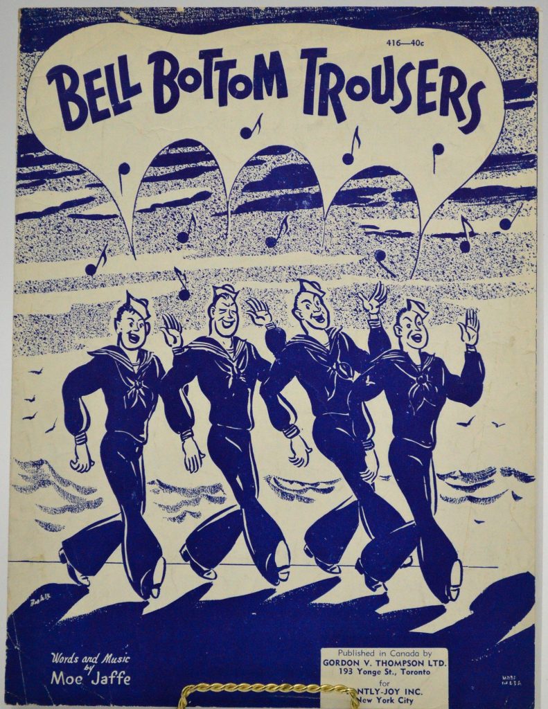 1941 Sheet Music for "Bell Bottom Trousers" featuring an illustration of 1940s sailors