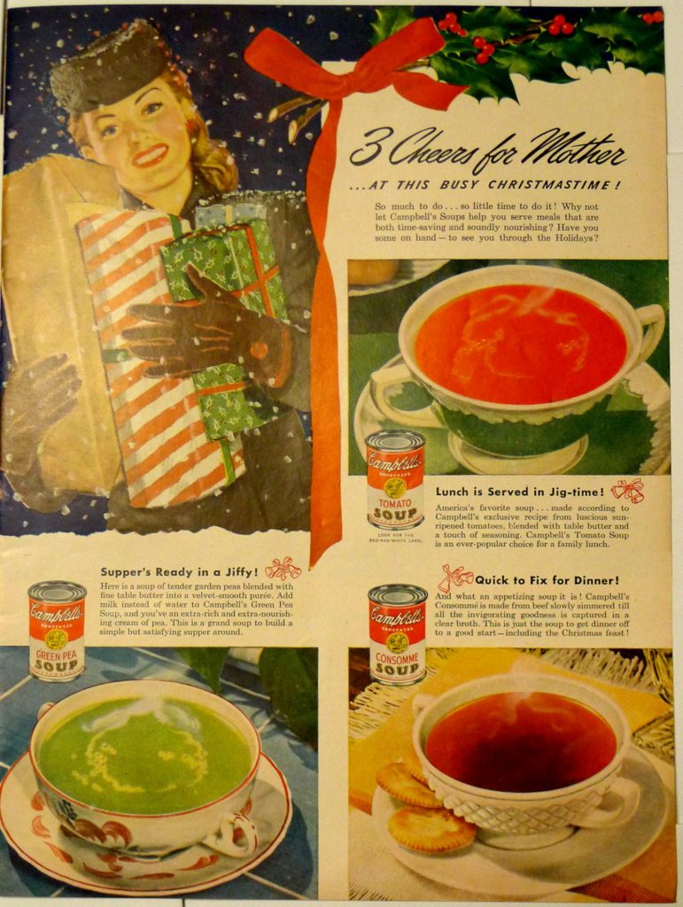 Vintage 1945 Campbell's Soup Christmas Print Ad - Vintage Dinner Idea