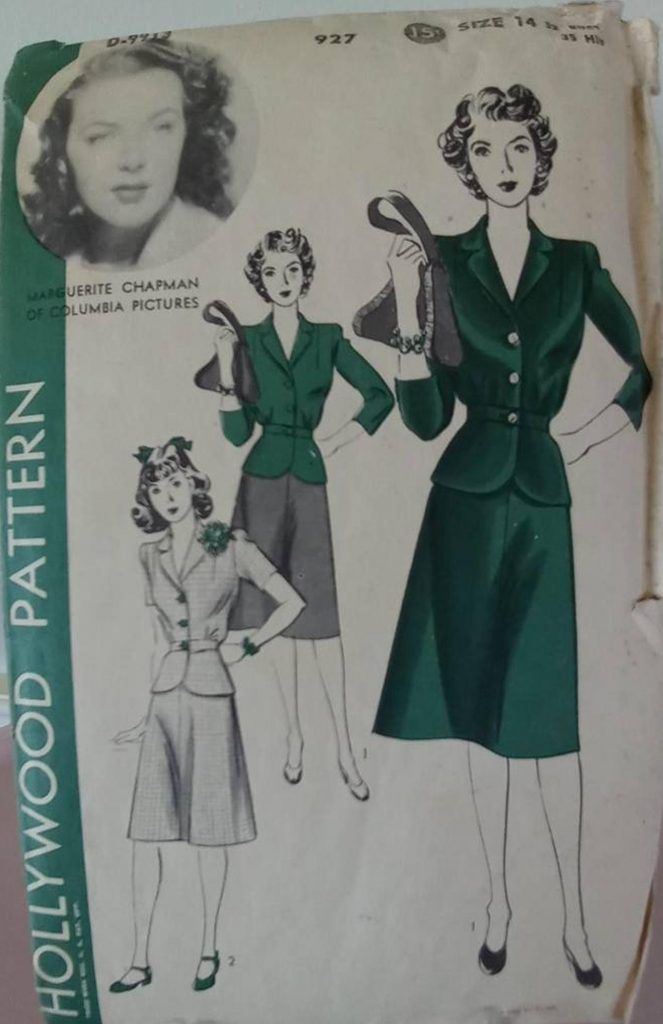 1940s Hollywood Pattern for Fitted Jacket and Skirt featuring Marguerite Chapman of columbia pictures