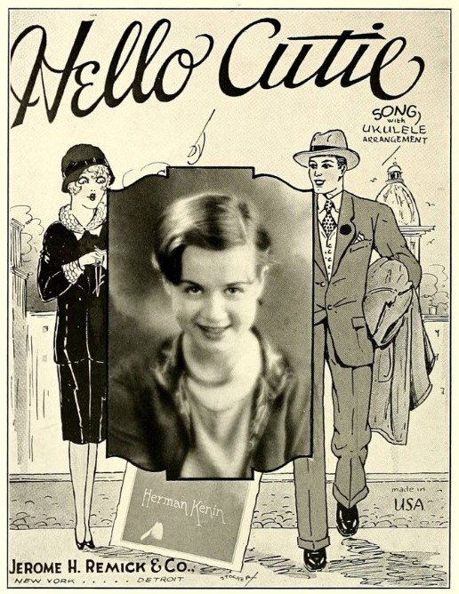 Late 1920s Vintage Hairstyle as seen in a 1930 vintage yearbook from St. Mary's School North Carolina. The fashion illustration in the back features 1920s fashions and is on sheet music. 