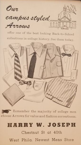 1940s Harry W Joseph Mens Store Arrow Shirts Back To School vintage ad