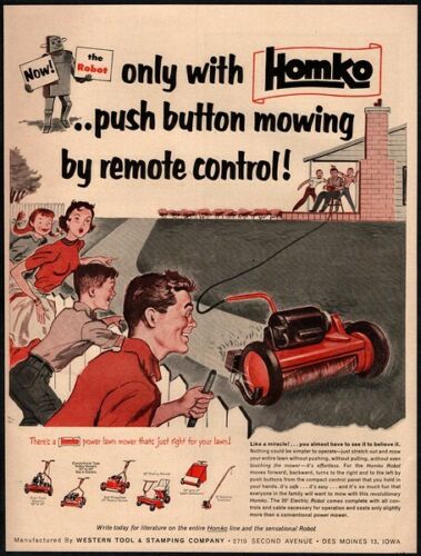 1954 Homko Push Button Lawn Mower with a remote control