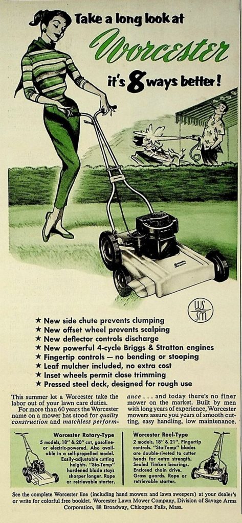 1956 Worcester vintage lawn mower advertising