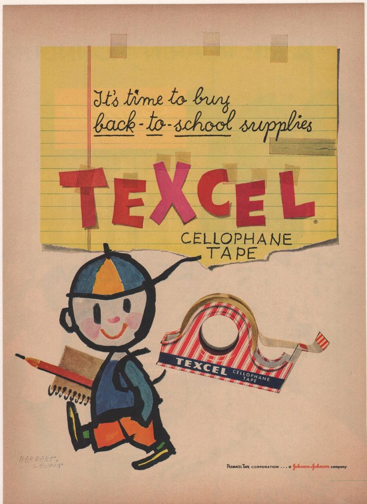 Original 1955 Texcel Cellophane Tape Magazine Ad. 1950s Vintage Back to School Ad. 