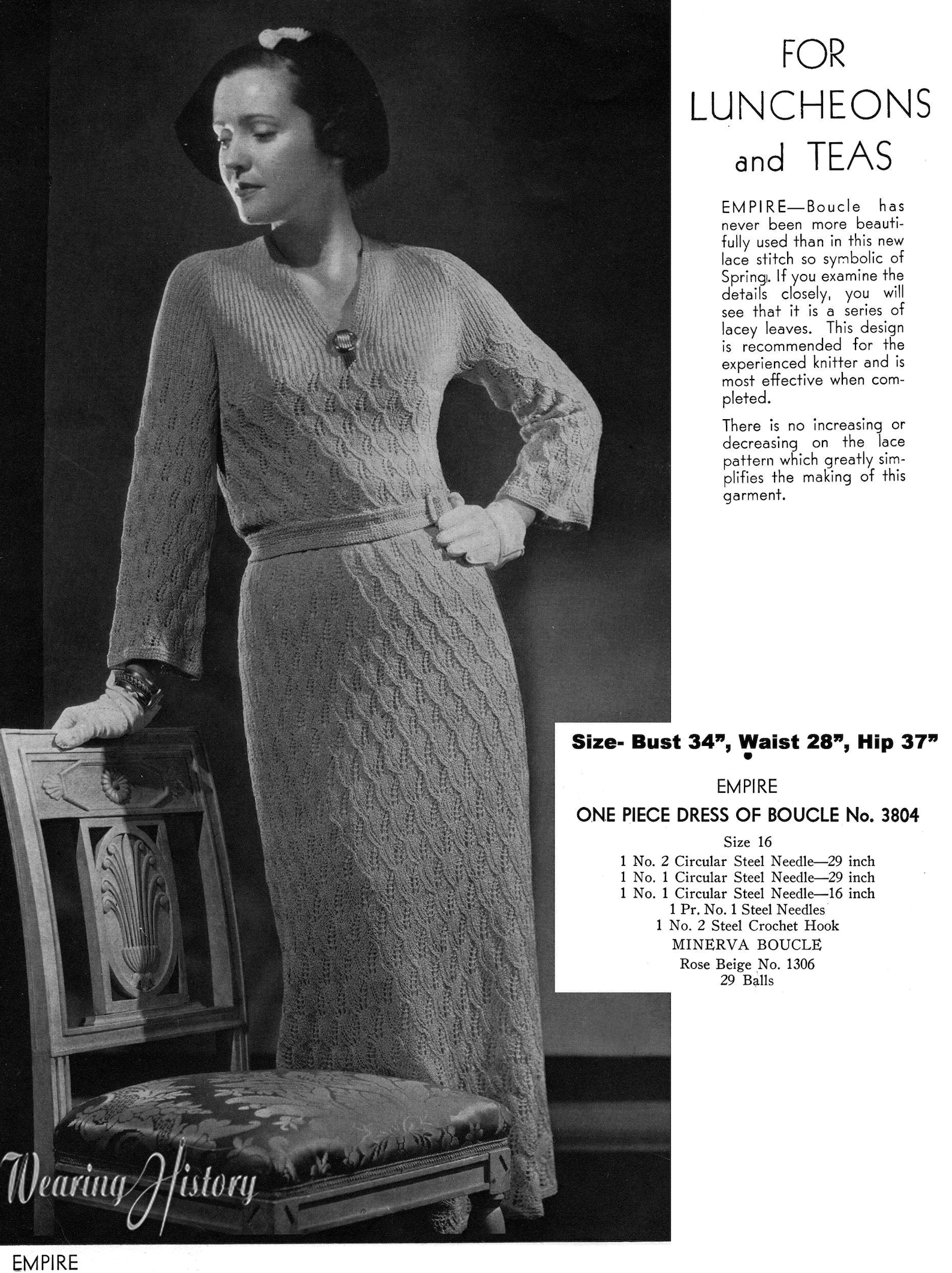 1930s 1934 Empire Knit Two Piece Dress- Blouse and Skirt set