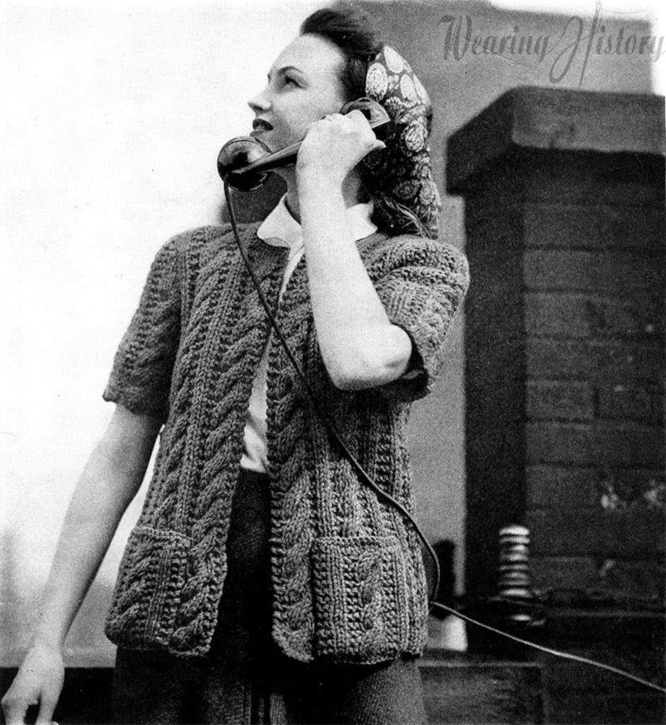 1940s Knitted WWII Home Front Cable Cardigan